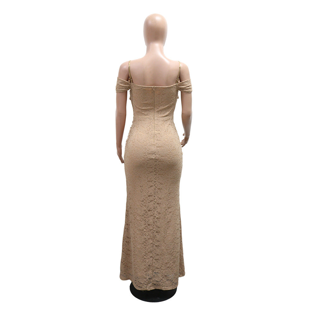 Women Sexy Spaghetti Strap Slit Party Dress Sleeveless Maxi Dress