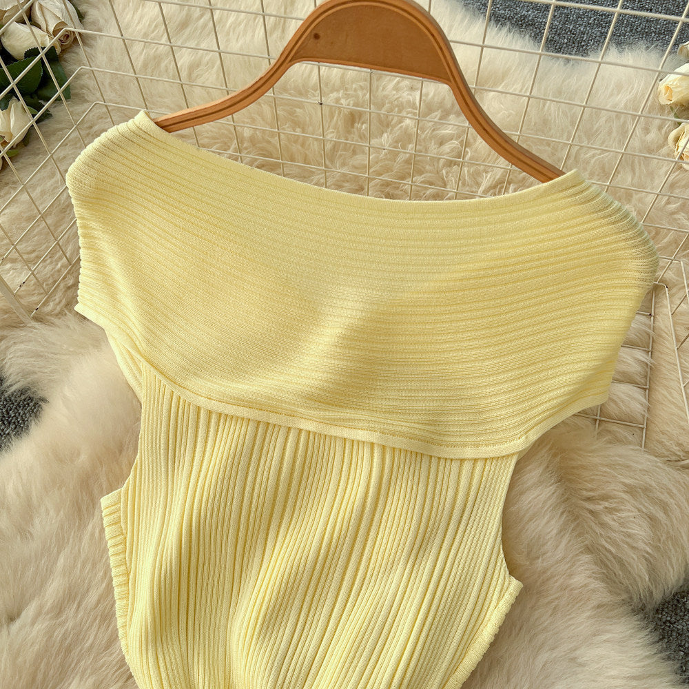 Knitted Lace Patchwork Off-Shoulder Sleeveless Maxi Dress for Summer