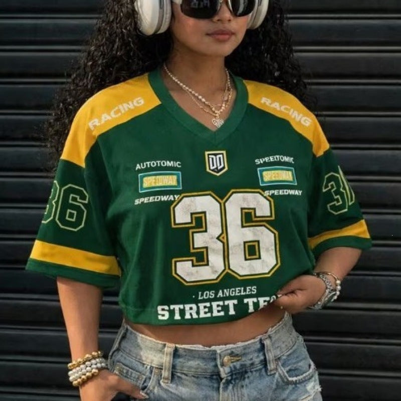 Printed Short Sleeve Cropped T-Shirt for Casual Streetwear