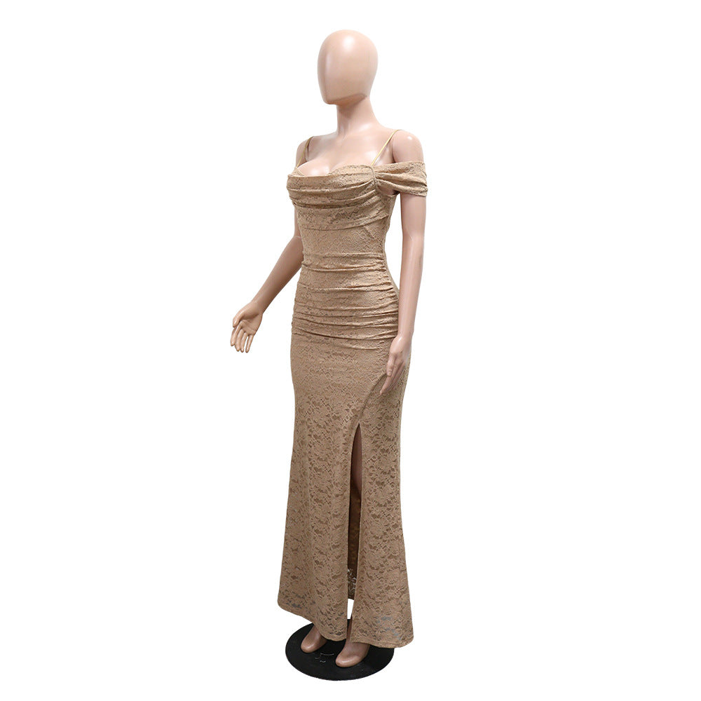 Women Sexy Spaghetti Strap Slit Party Dress Sleeveless Maxi Dress