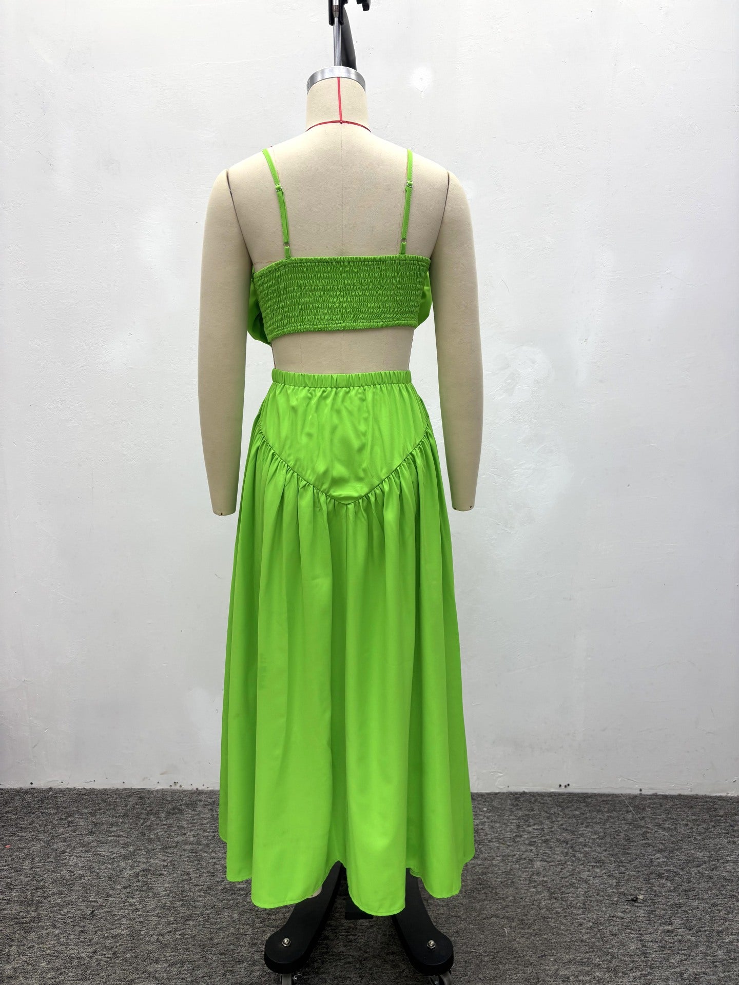 African Green Strapless Floral Crop Top & Skirt Set for Summer Events