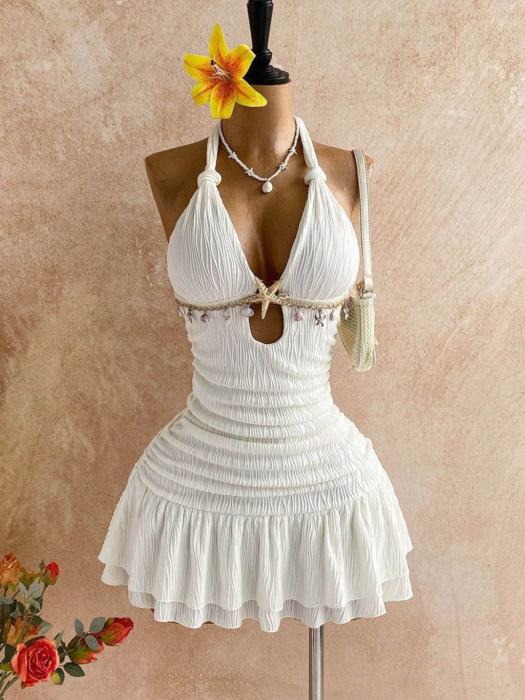 Halter Neck Lace-Up Backless Dress for Holiday Parties