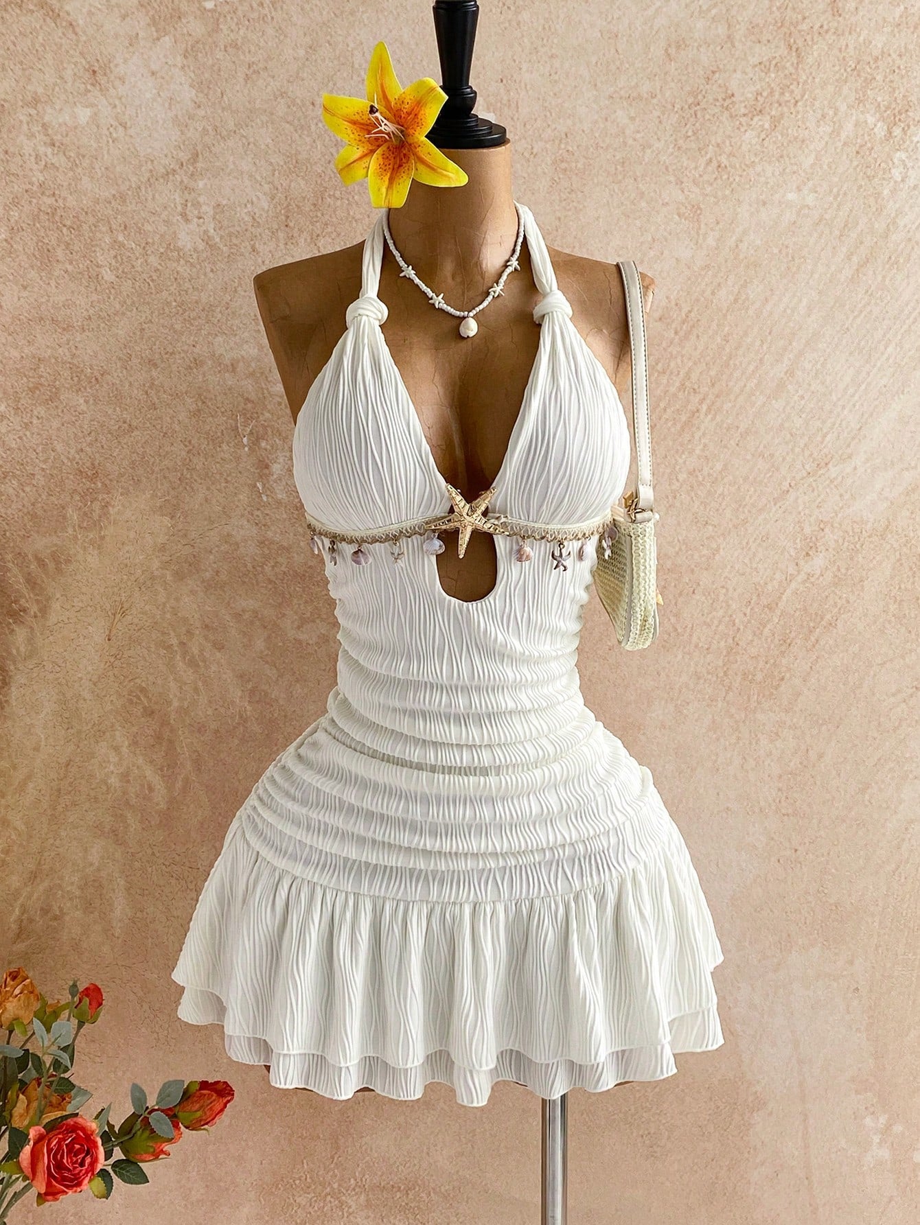 Halter Neck Lace-Up Backless Dress for Holiday Parties