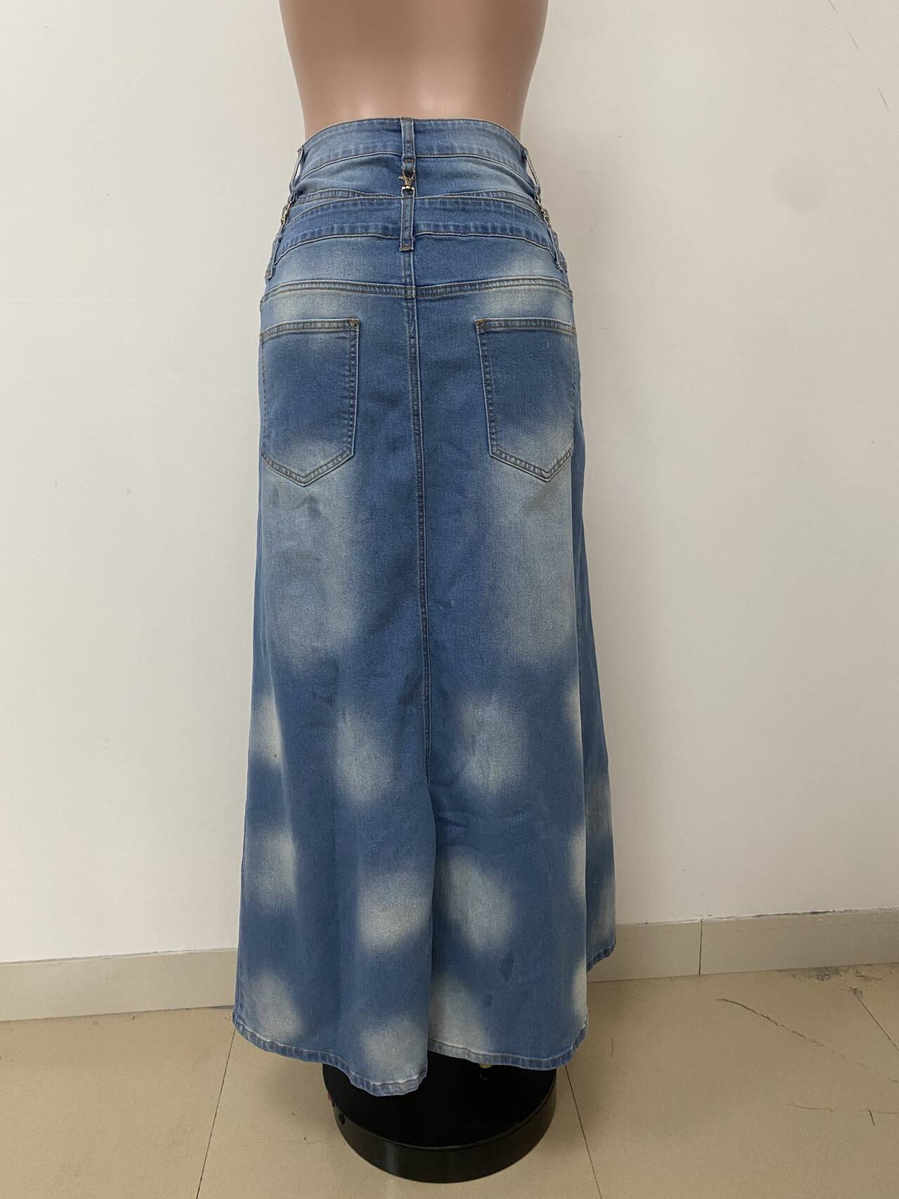 Faux Two-Piece Layered Gradient Distressed Wide-Leg Pants for Streetwear