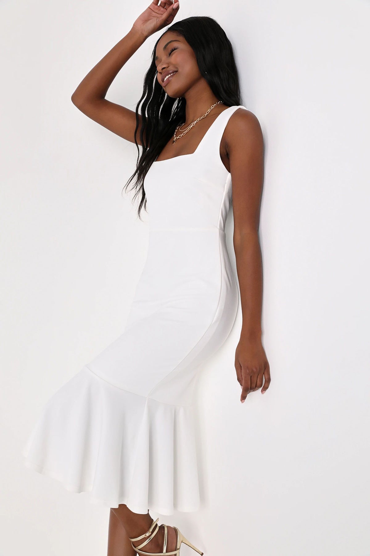 Solid Camisole Fishtail Bodycon Dress for Evening Wear