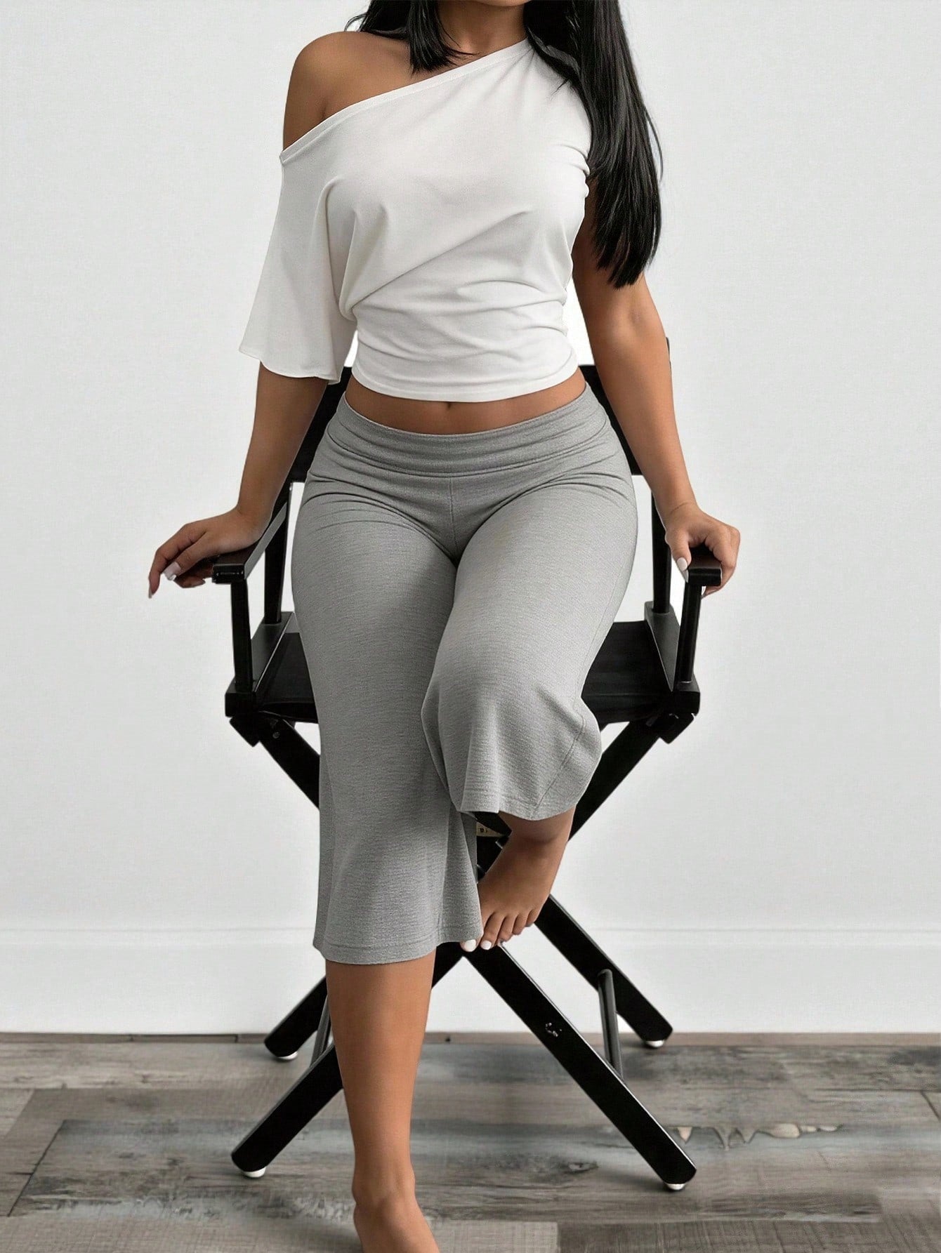 Solid T-Shirt & Wide-Leg Pants Two-Piece Set for Spring & Summer Casual