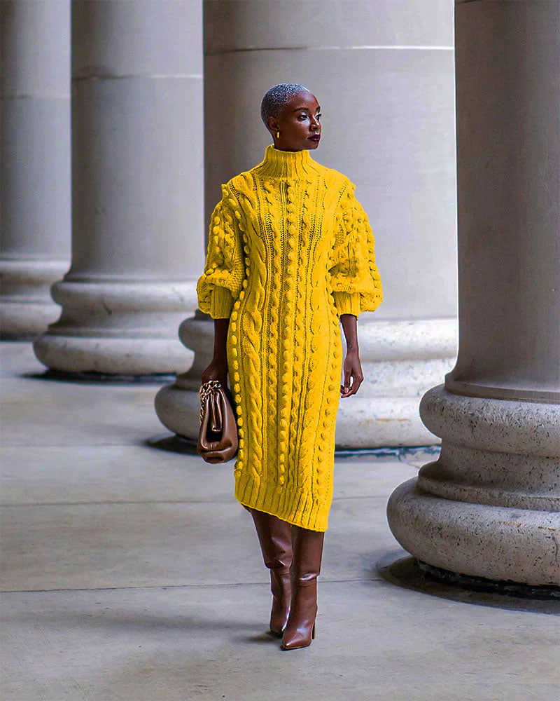 COZY SWEATER DRESS/TOP YELLOW