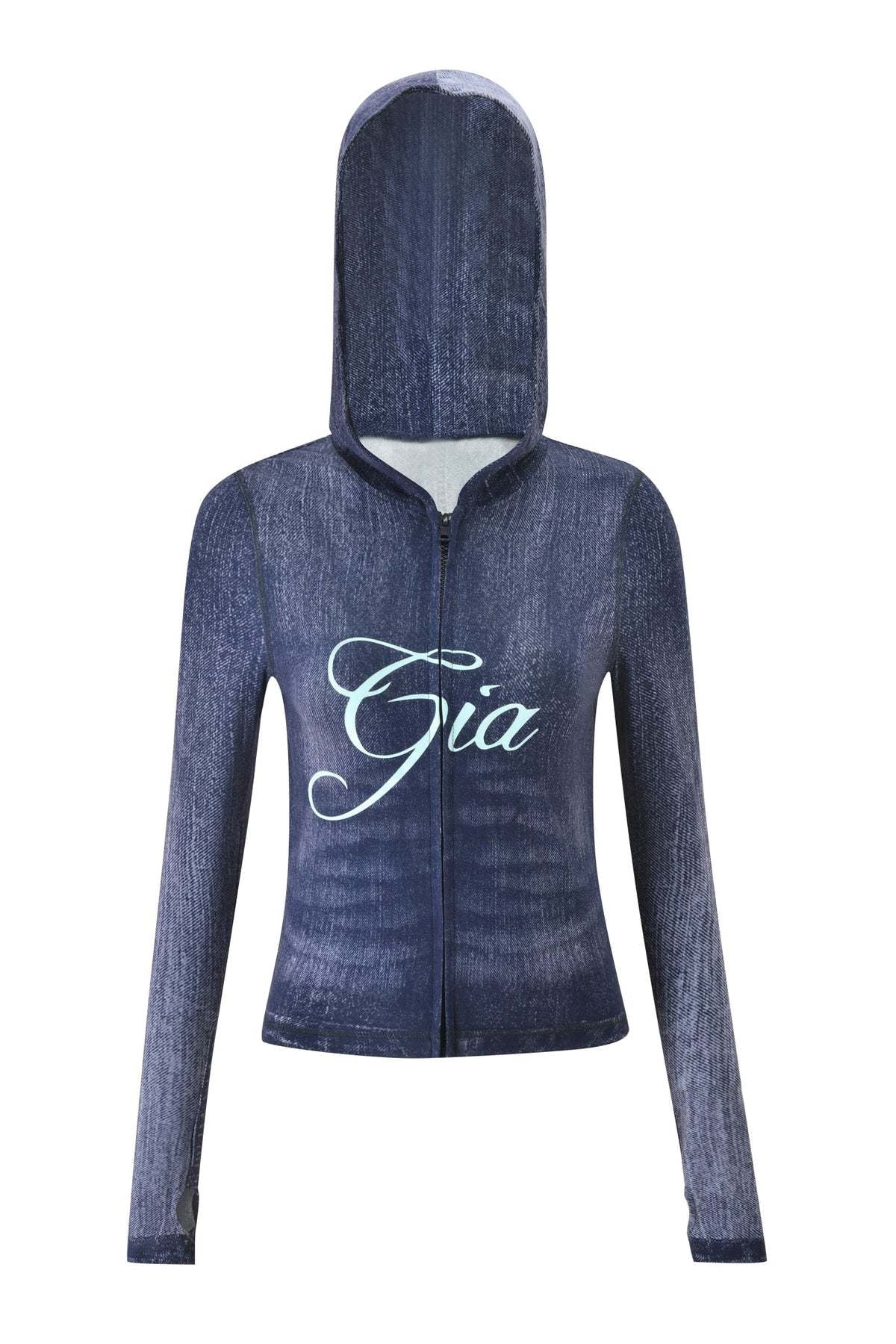 Printed Zip-Up Hoodie & Bodycon Pants Set for Casual Activewear