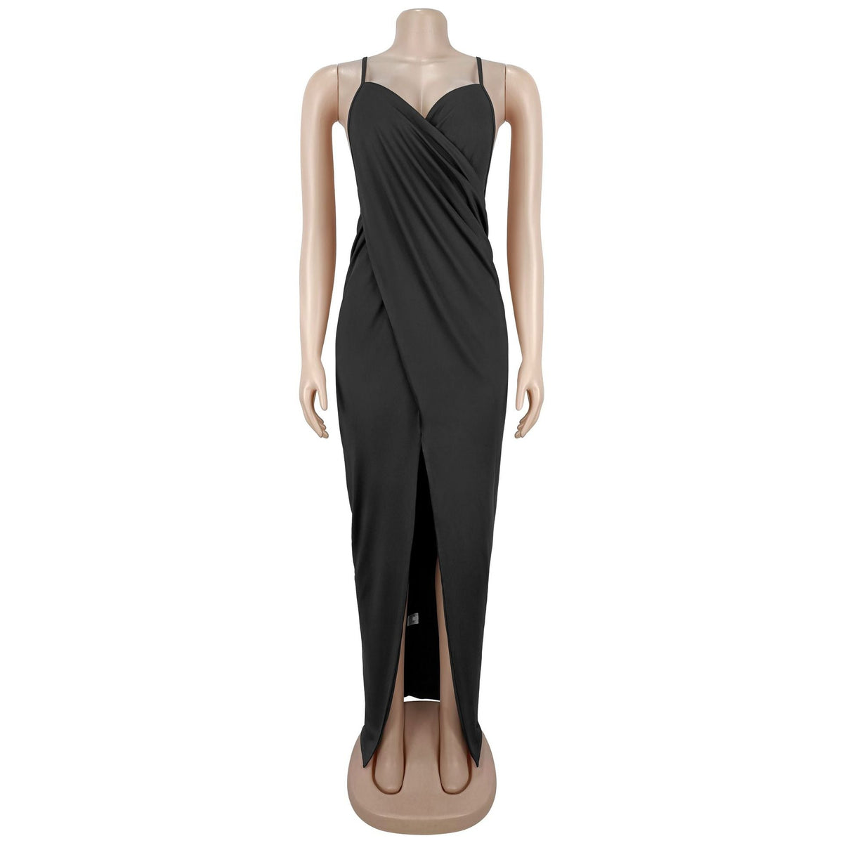 Strap V-Neck Cross Cutout Slit Bodycon Dress for Formal Parties