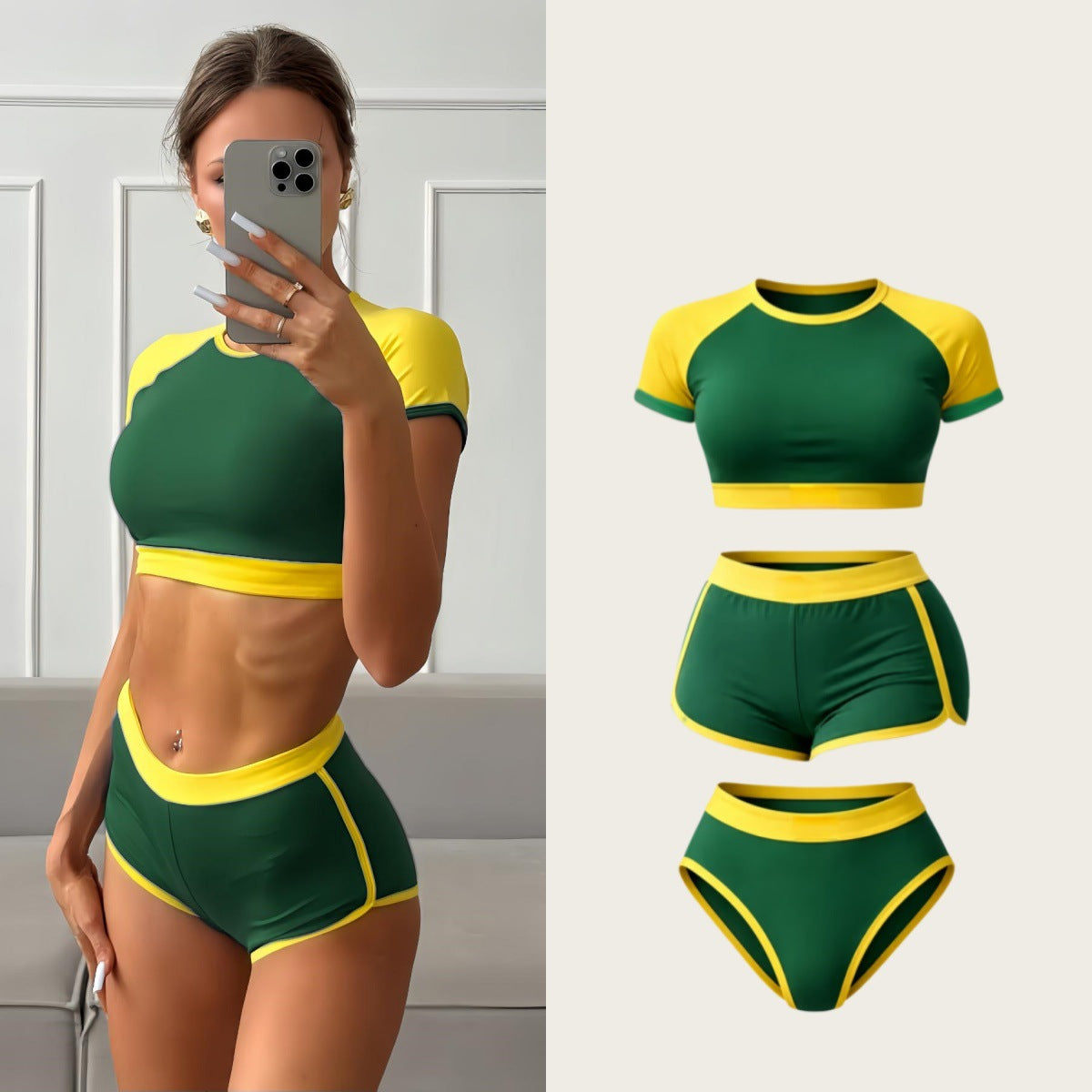 Three-Piece Swimsuit Set for Casual Beachwear