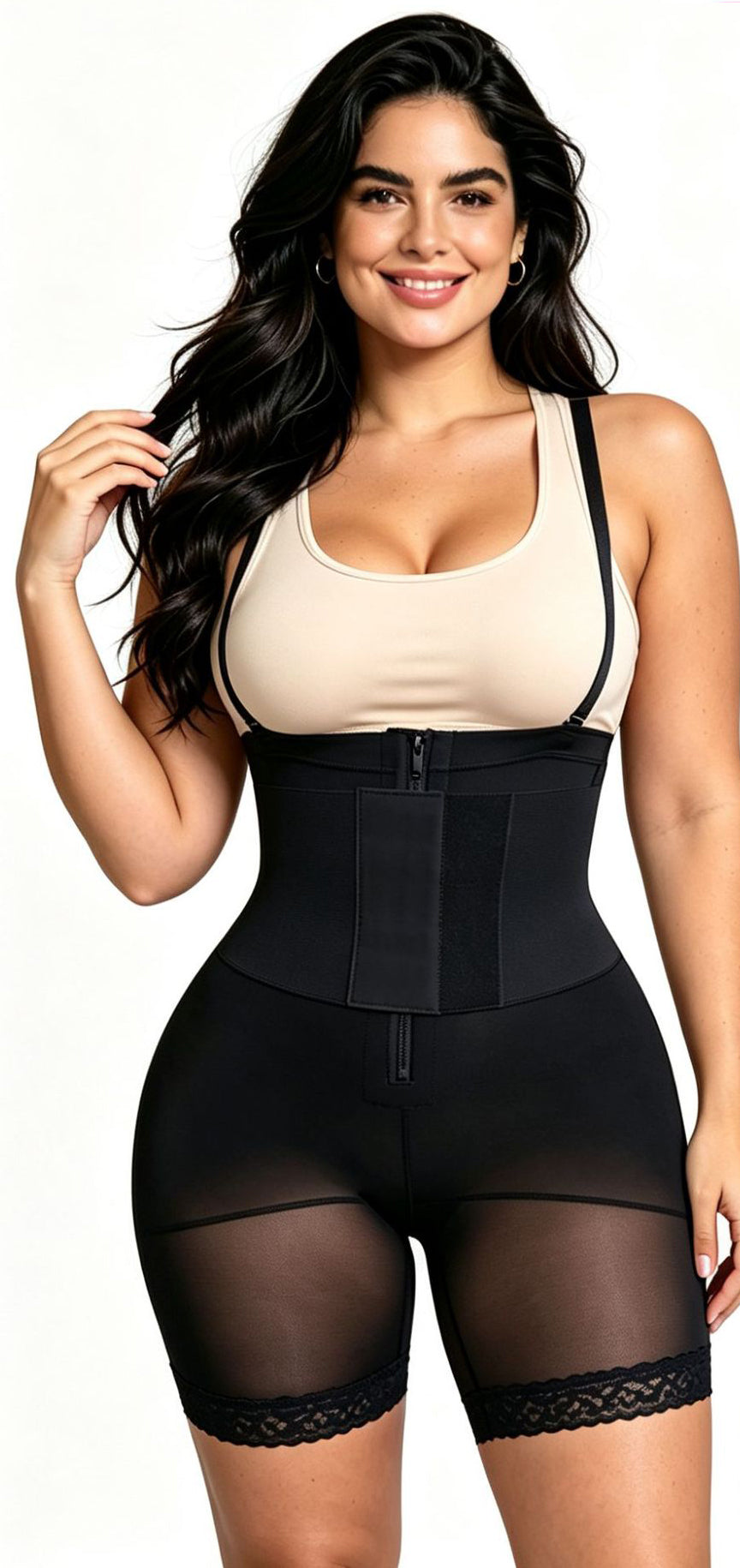 Lace-Up Fitted Body Shaping Bodysuit for Body Contouring
