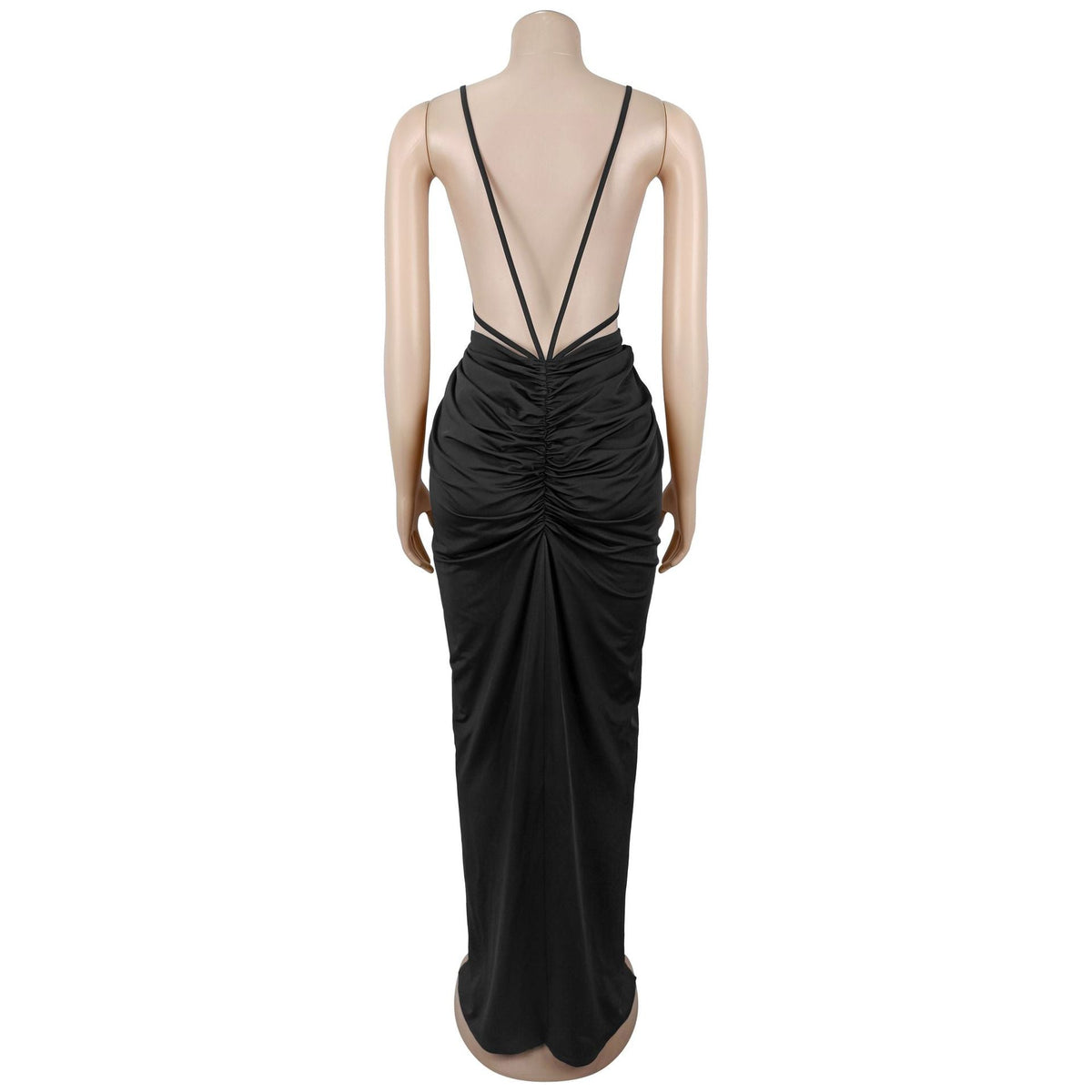 Strap V-Neck Cross Cutout Slit Bodycon Dress for Formal Parties