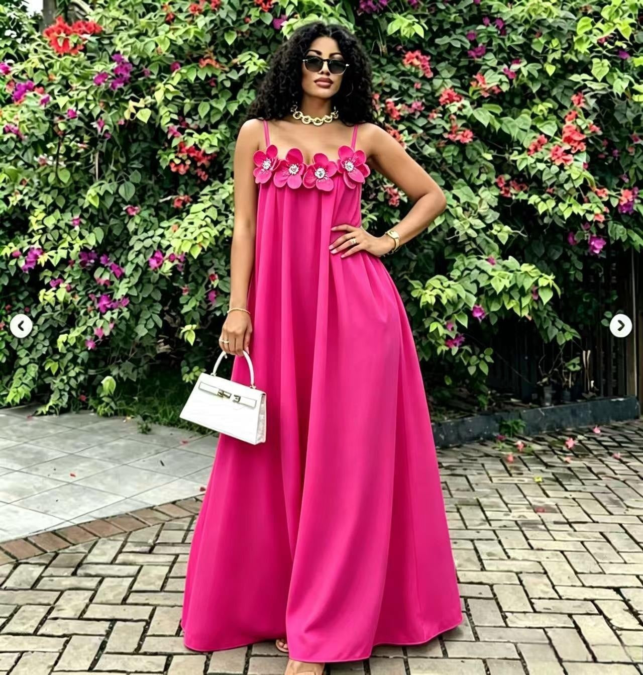 Floral Sleeveless Strap Low Back Maxi Dress for Summer Holidays