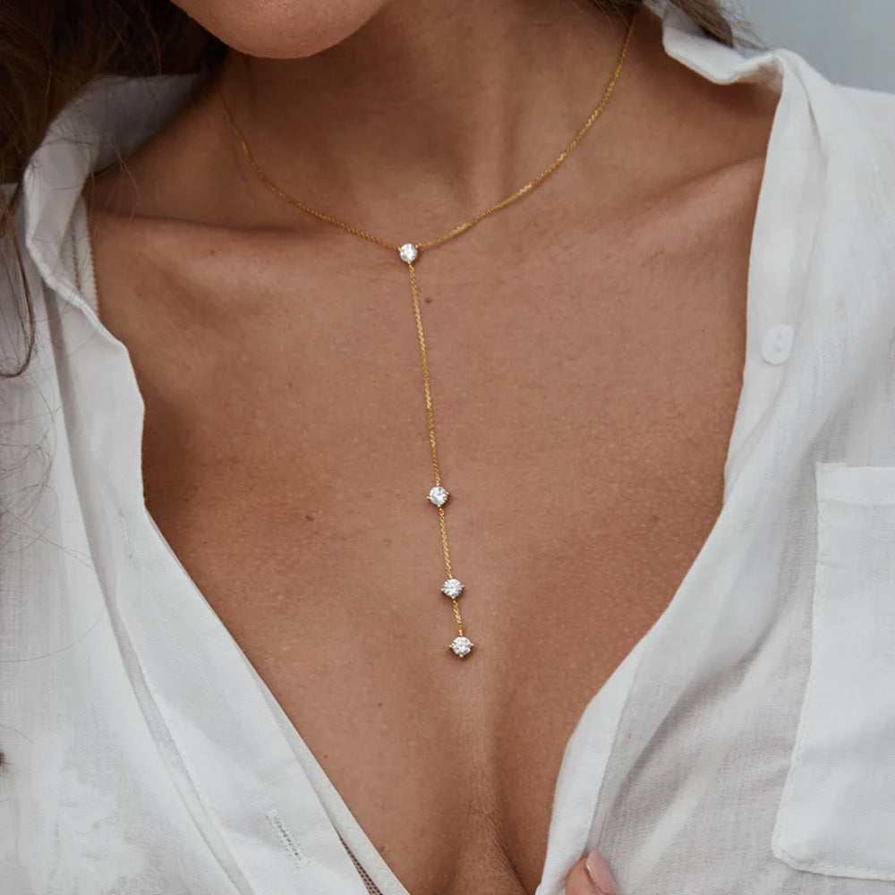 Rhinestone Tassel Necklace Accessory for Party Wear