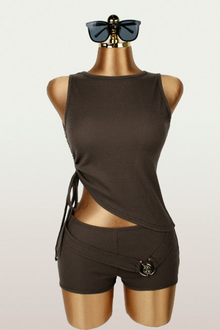 Sleeveless Tank Top & Shorts Two-Piece Set for Summer Holidays