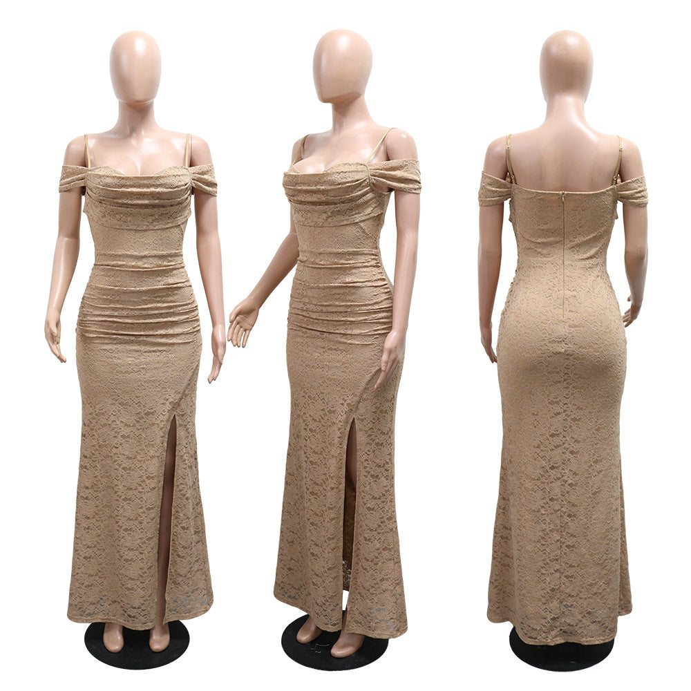 Women Sexy Spaghetti Strap Slit Party Dress Sleeveless Maxi Dress