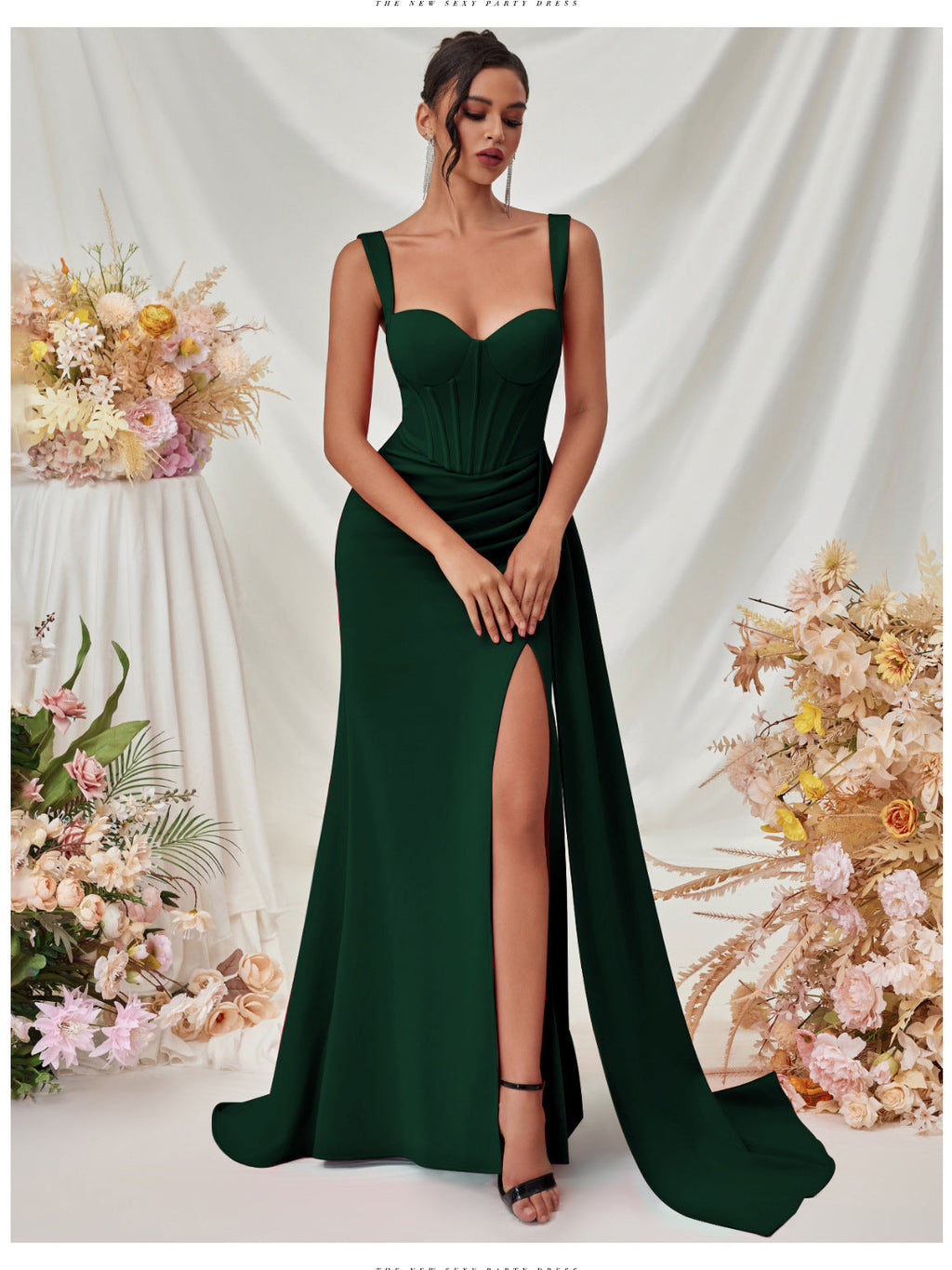 Slit Spaghetti Strap Bodycon Maxi Dress for Clubwear