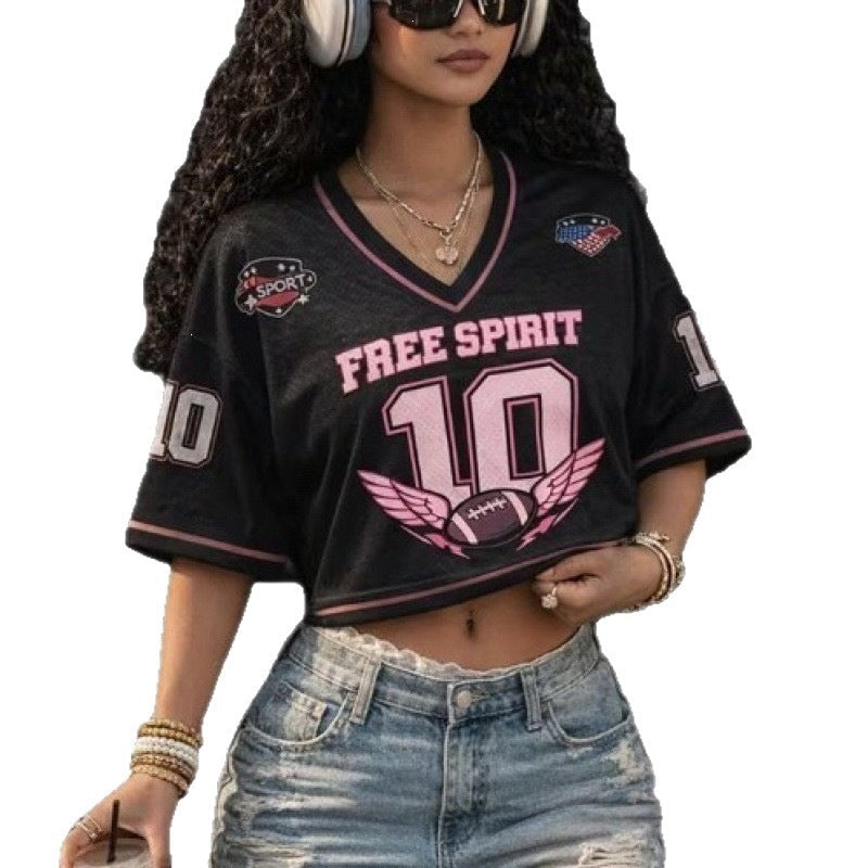 Printed Short Sleeve Cropped T-Shirt for Casual Streetwear