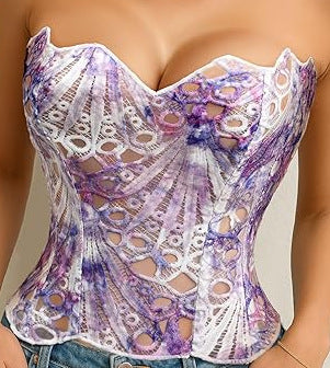Embroidered Boned Waist Trainer Support Shaper Corset for Body Contouring