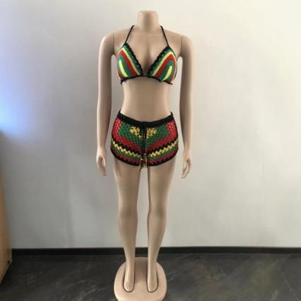 Backless Bikini & Shorts Swimsuit Two-Piece Set for Beachwear