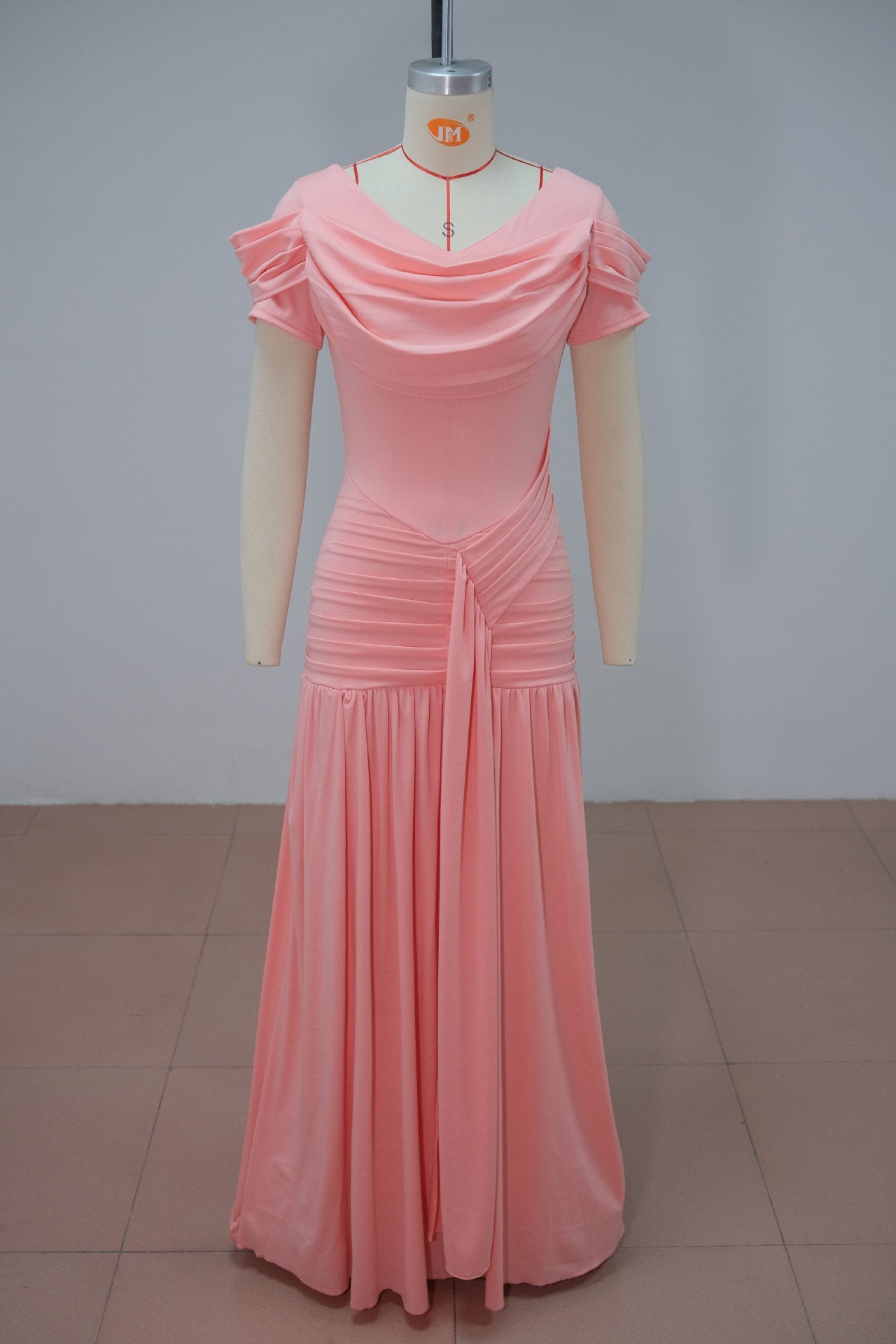 Solid Ruched Flare Maxi Dress for Autumn