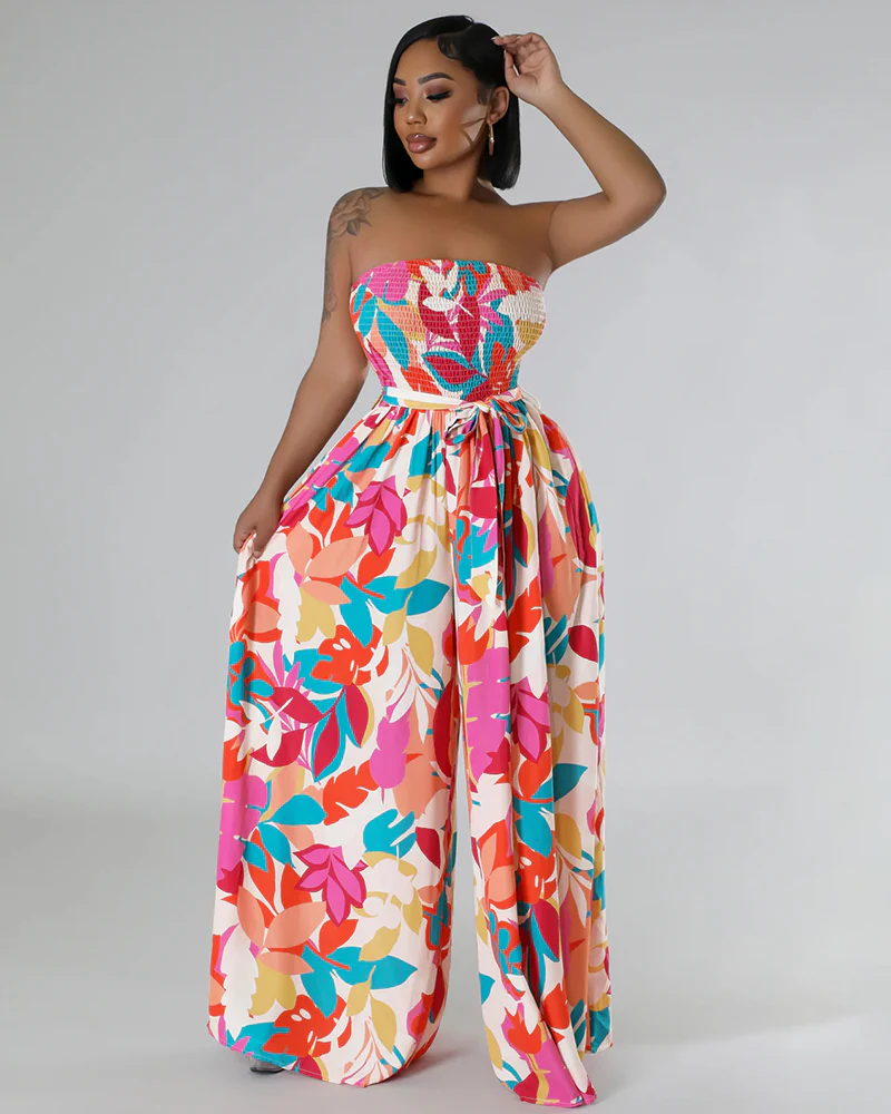 Free Flare Jumpsuit Floral-YLY