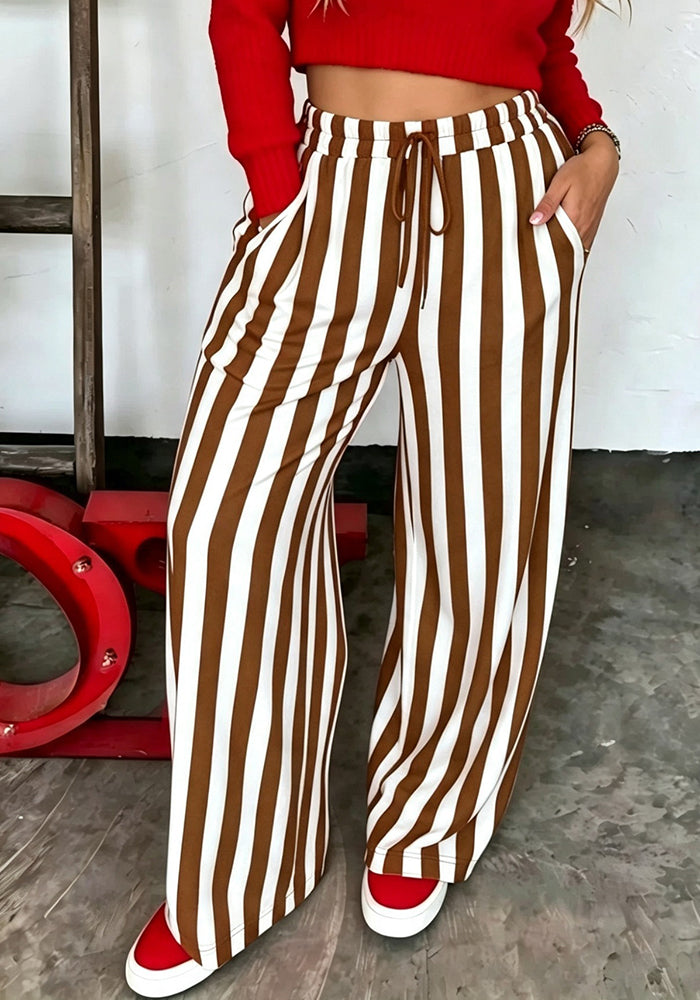 Color Block Stripe Printed Long Pants for Spring & Summer