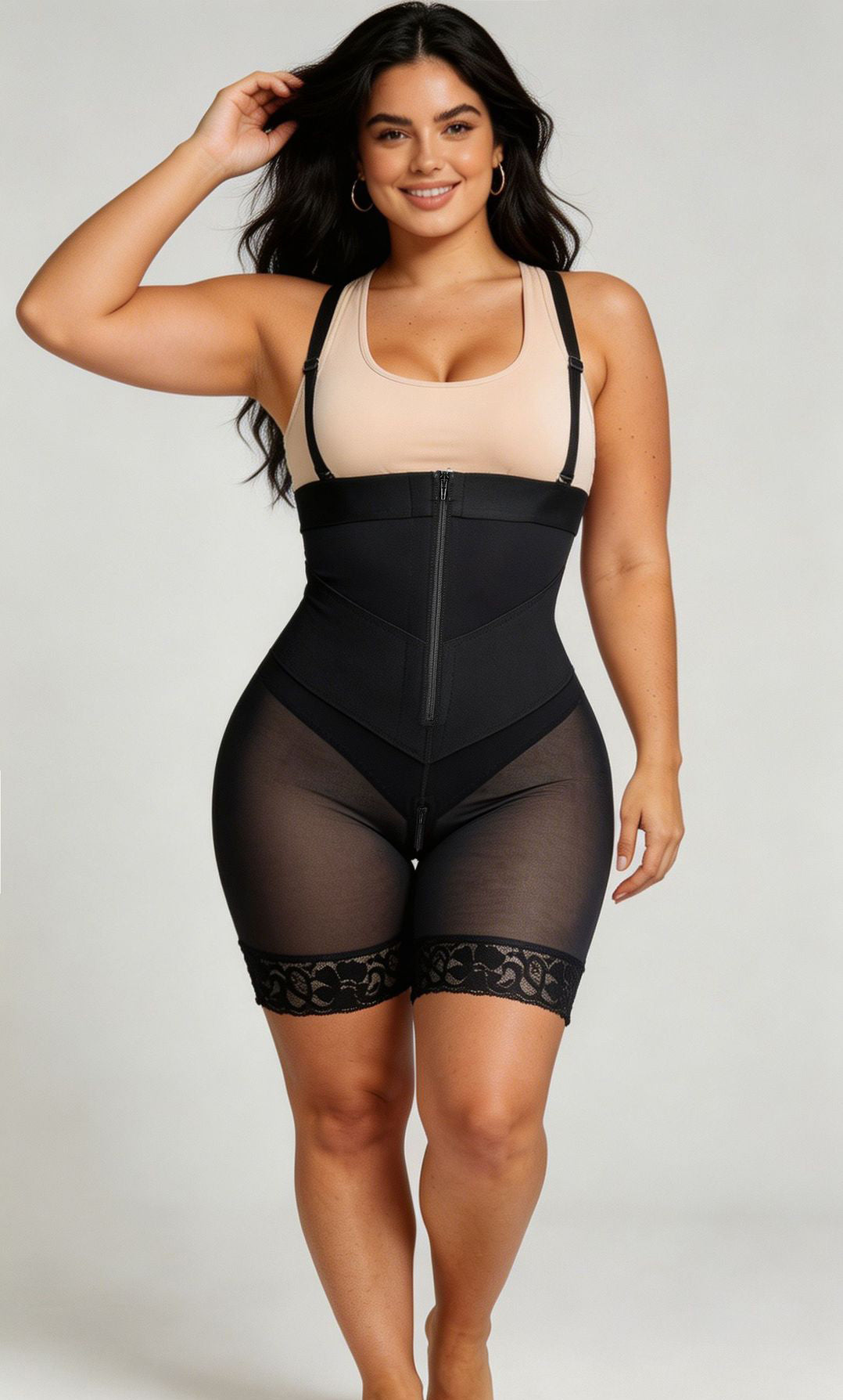 Diagonal Compression Waist Cincher Suspender Bodysuit for Body Shaping