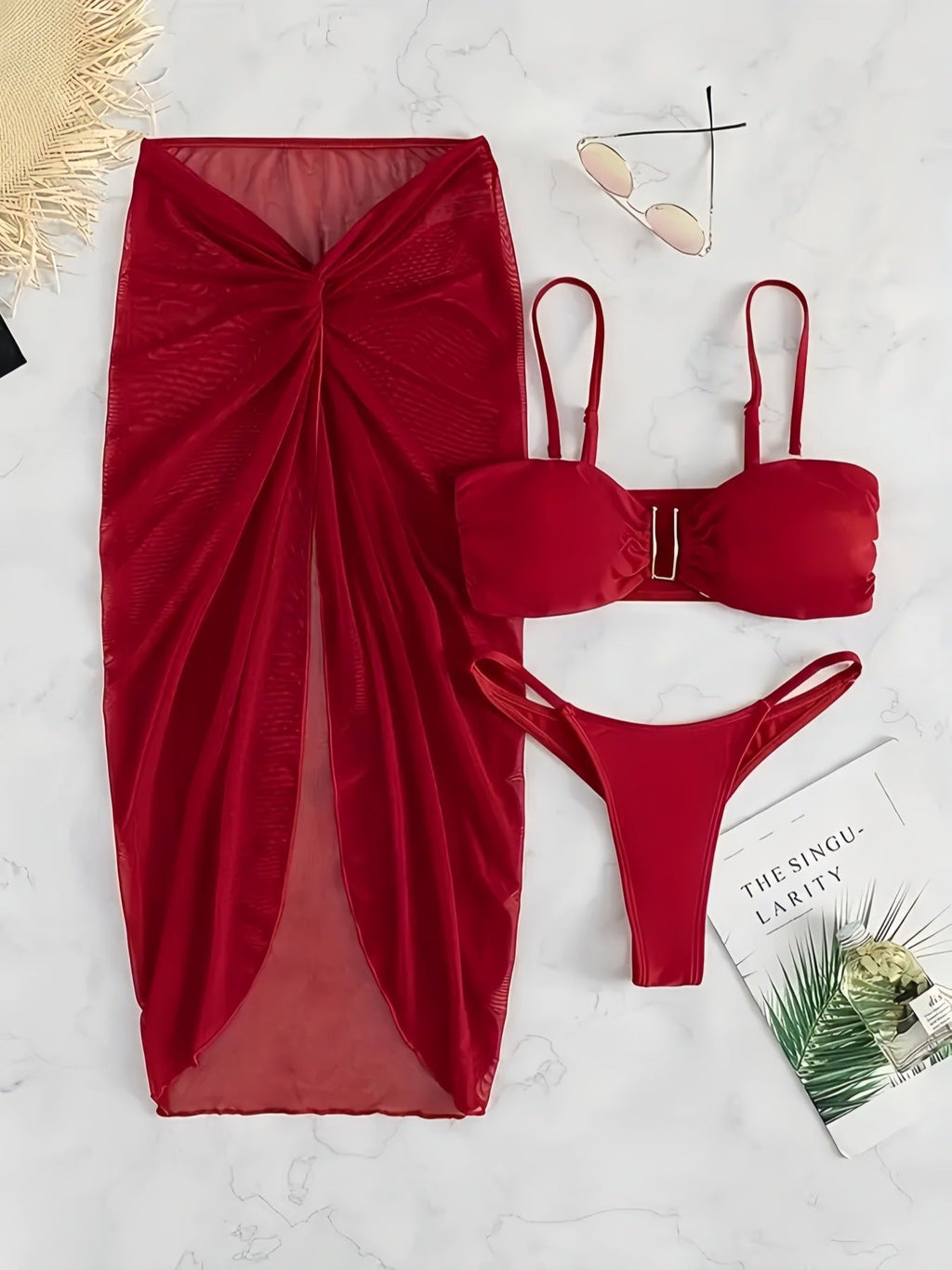 Three-Piece Bikini Swimsuit Set for Beachwear