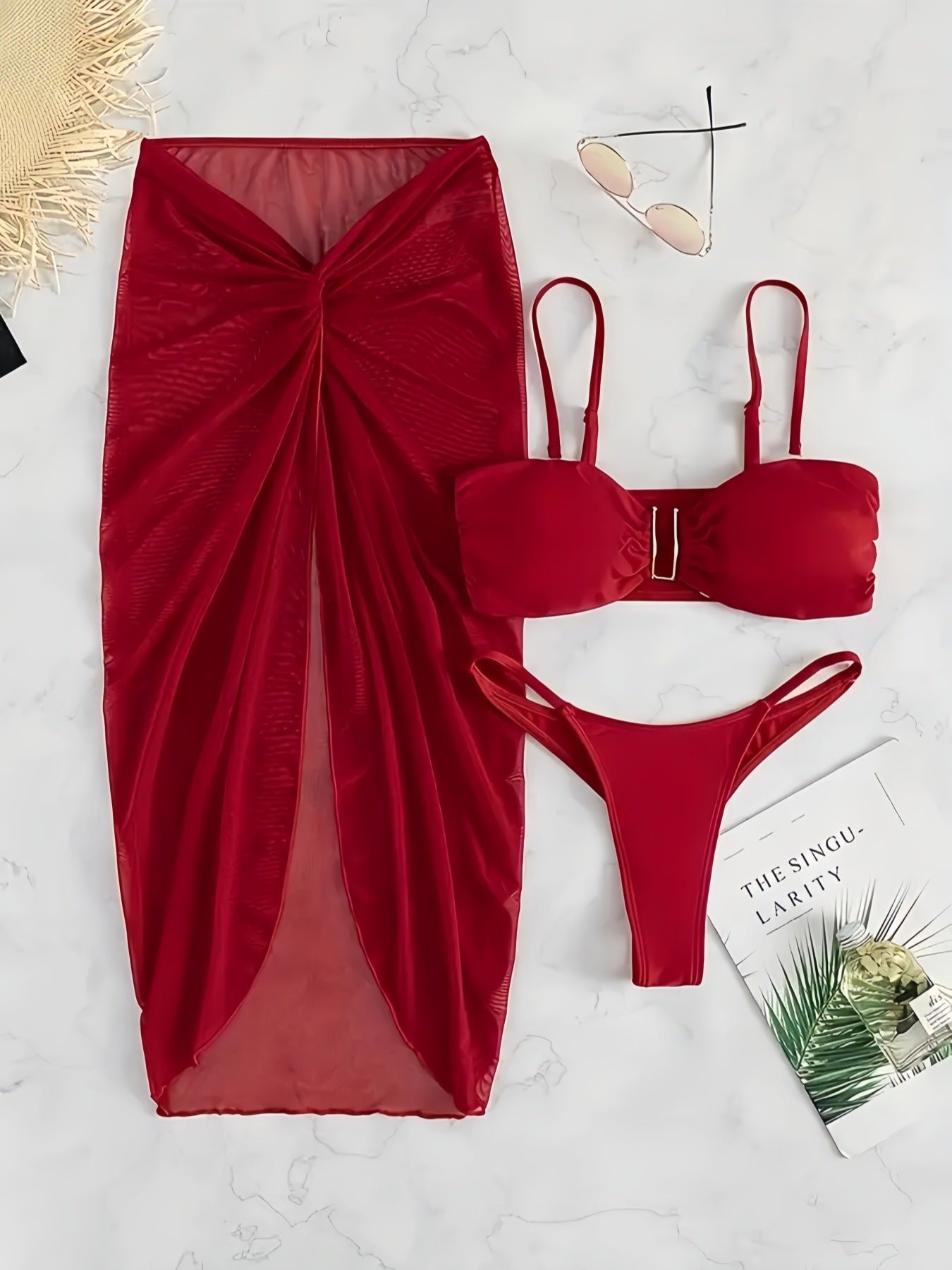 Three-Piece Bikini Swimsuit Set for Beachwear