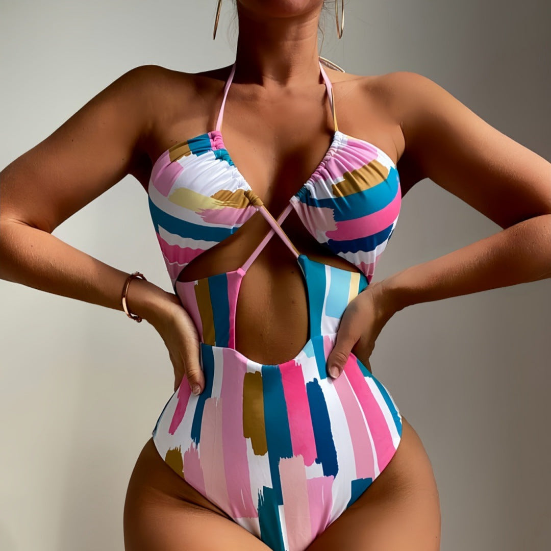 Printed One-Piece Swimsuit for Beachwear