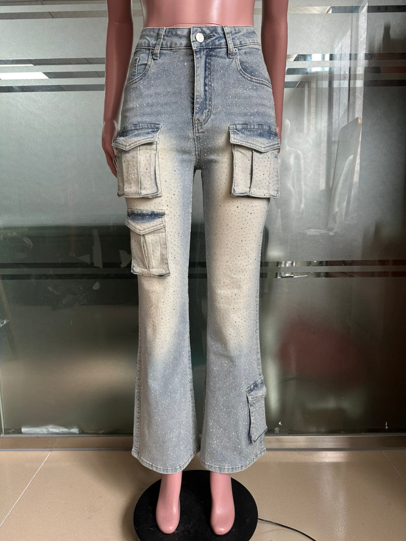 Multi-Pocket Denim Pants for Casual Streetwear