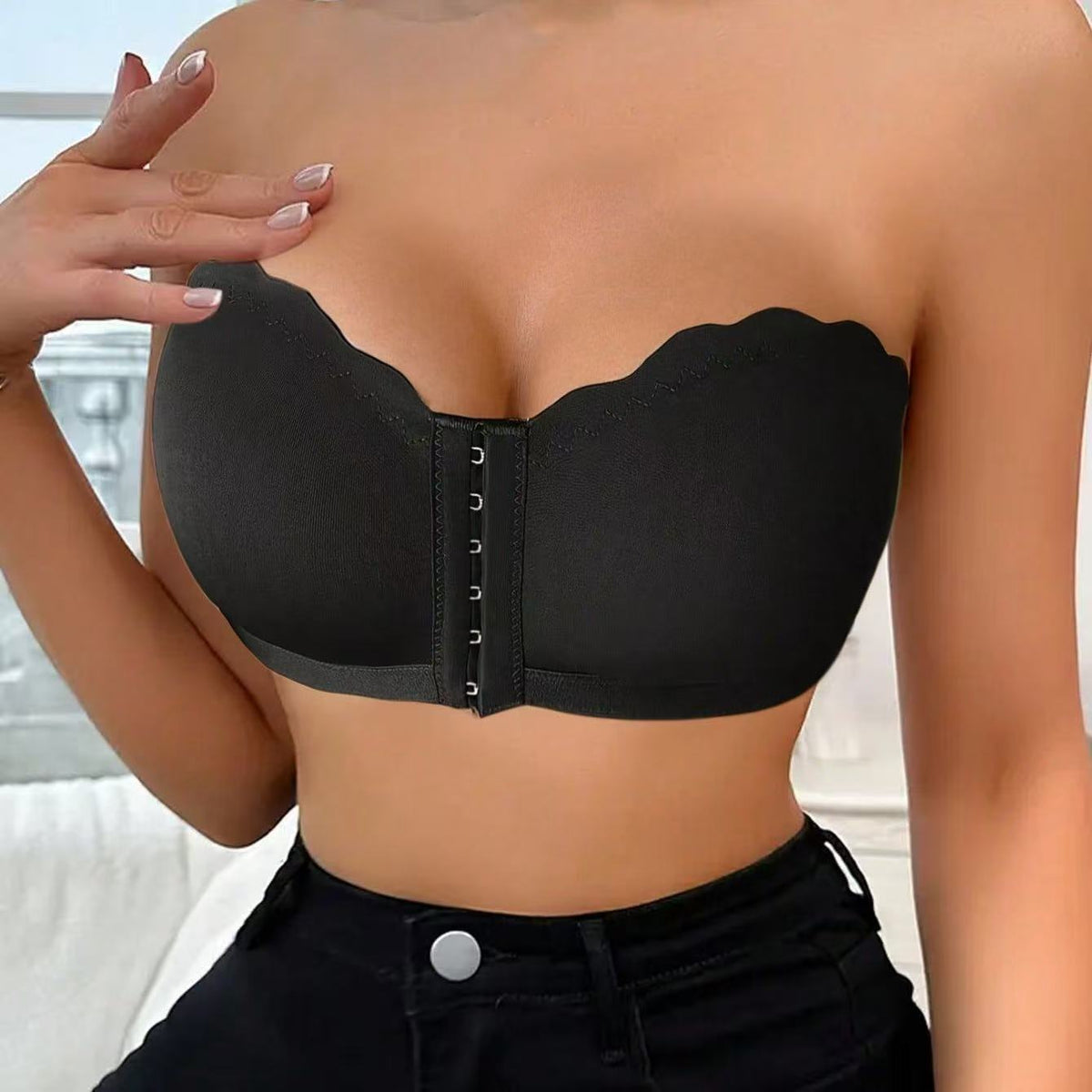 Plus Size Front-Closure Adjustable Wire-Free Bandeau Bra