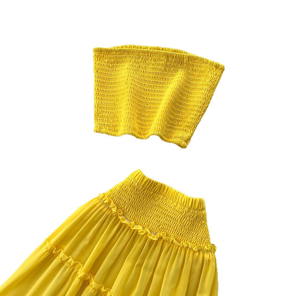 Top & Cascading Ruffle Skirt Two-Piece Set for Summer