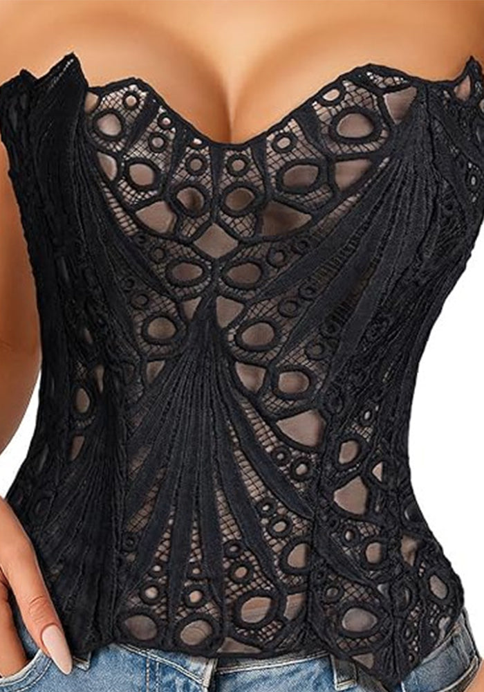 Embroidered Boned Waist Trainer Support Shaper Corset for Body Contouring