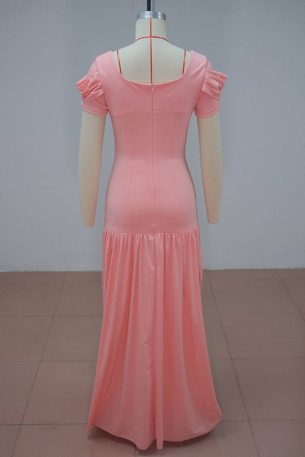 Solid Ruched Flare Maxi Dress for Autumn