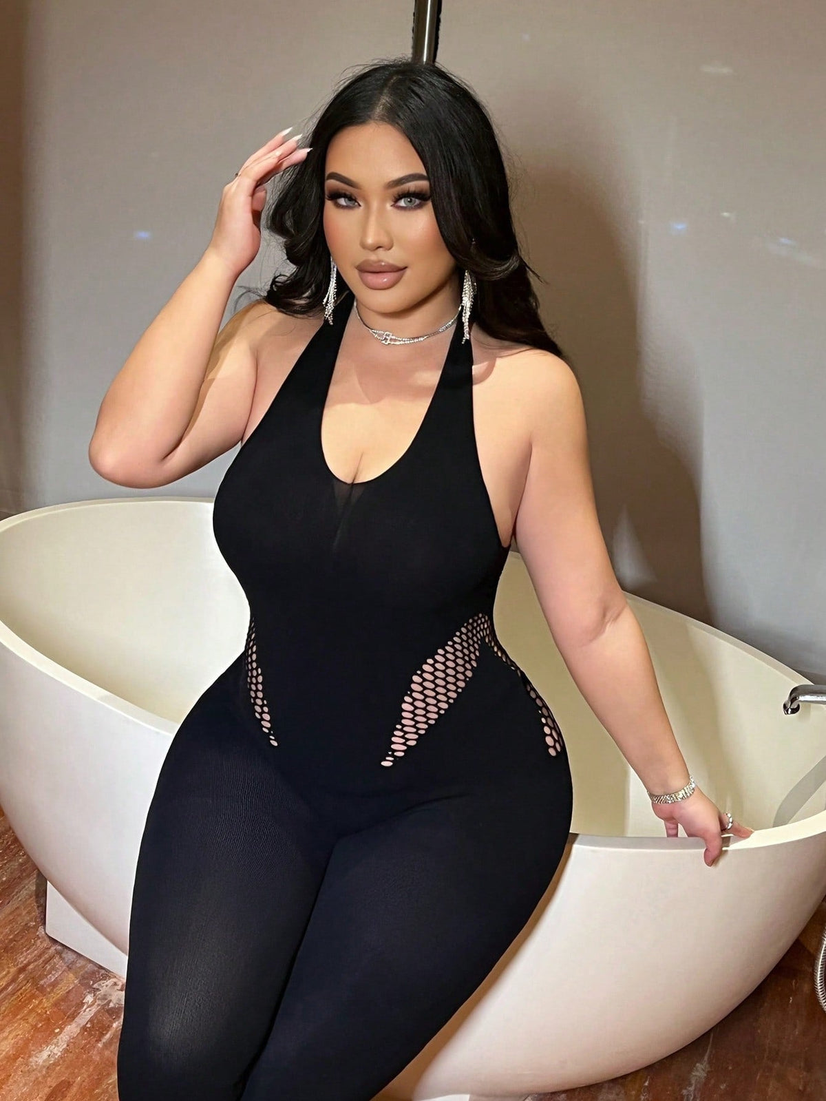 High Stretch Halter Neck Sleeveless Seamless Knitted Yoga Jumpsuit for Autumn