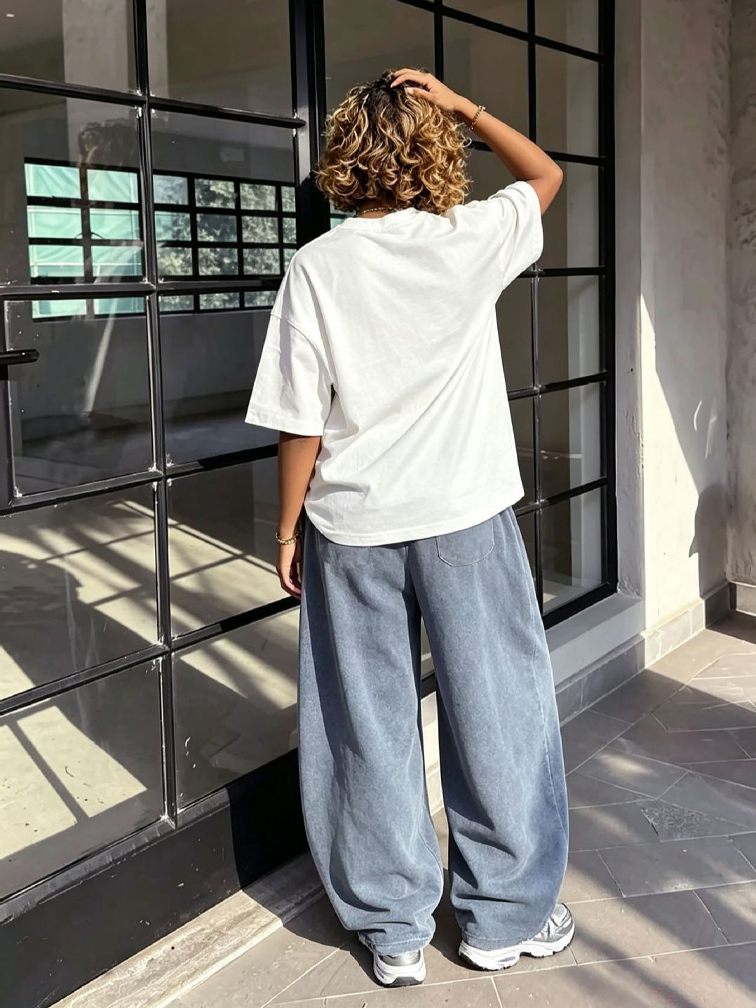 Lip Letter Print Washed Cuffed Sweatpants for Casual Streetwear