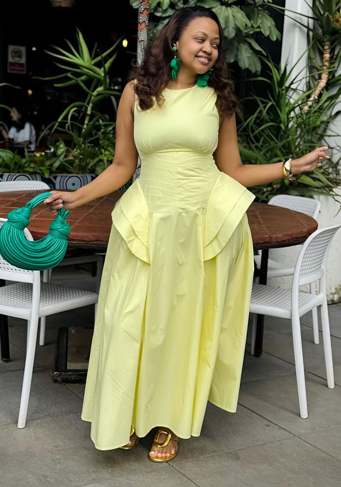 African Solid Patchwork Maxi Dress for Summer Casual