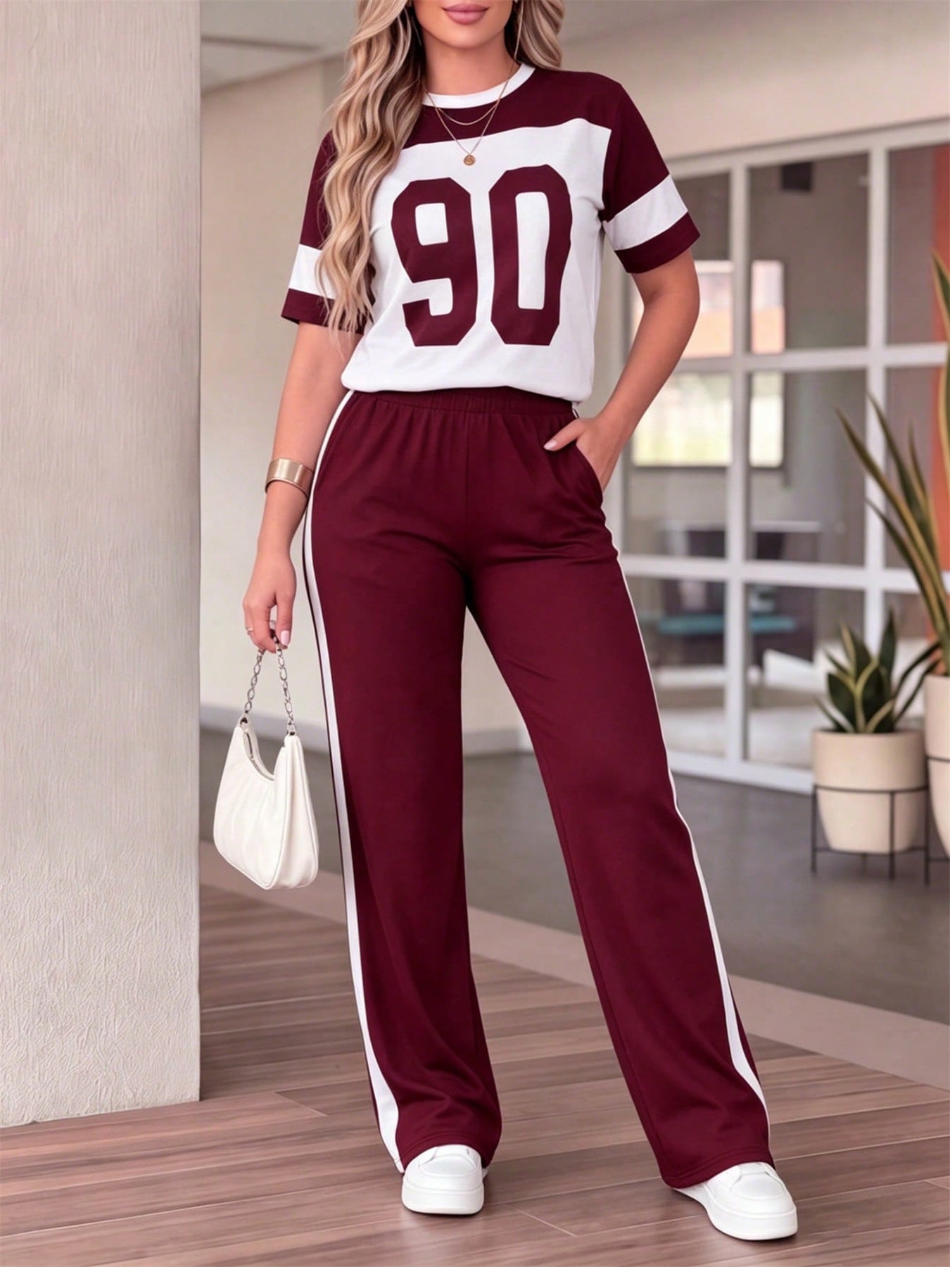 Short-Sleeve T-Shirt & Pants Two-Piece Set for Spring/Summer Casual