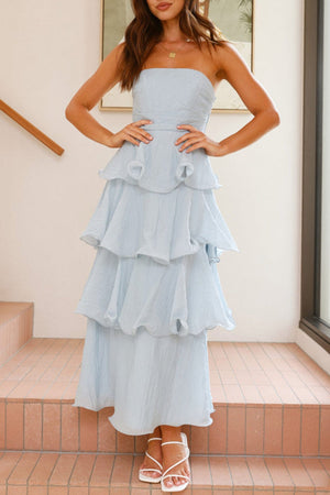 Strapless Sweet Chiffon Tiered Dress