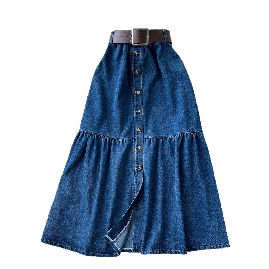 Slit Denim Skirt for Summer Casual Wear