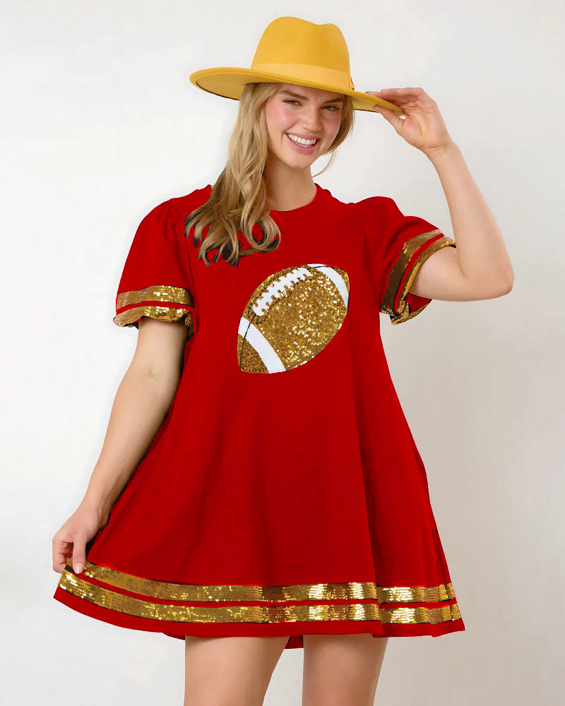 Game Day Sequin Tunic Dress Red