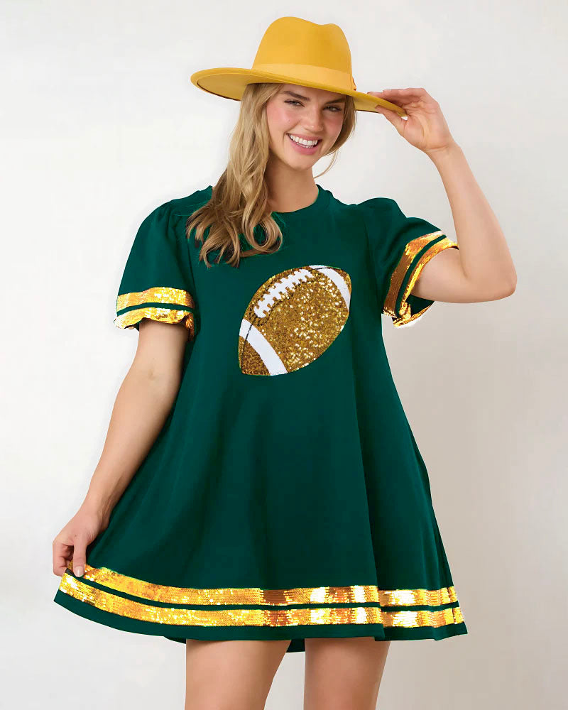 Game Day Sequin Tunic Dress Emerald-Green