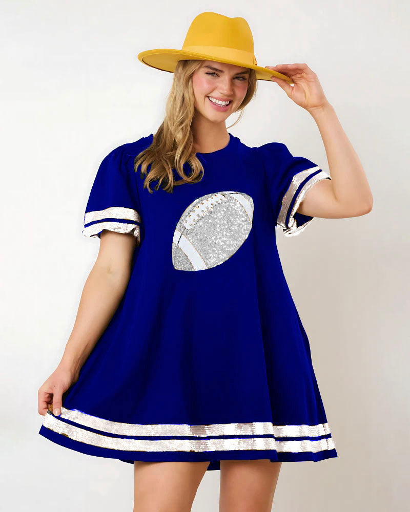 Game Day Sequin Tunic Dress Blue