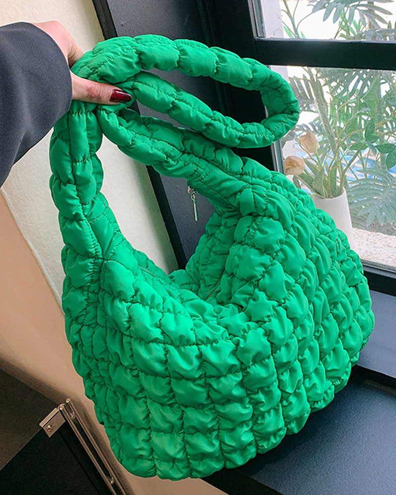 Oversized Quilted Cross Body Bag 54cm x 38cm Green