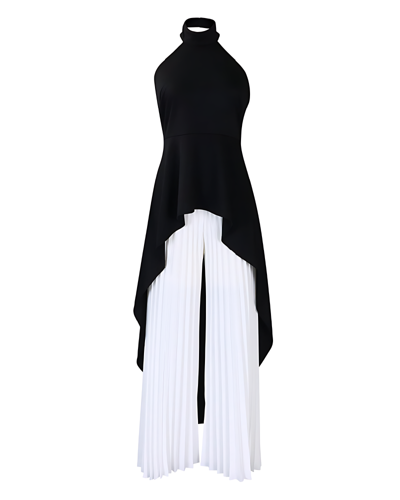 Faith Halter Pant Set High Black White