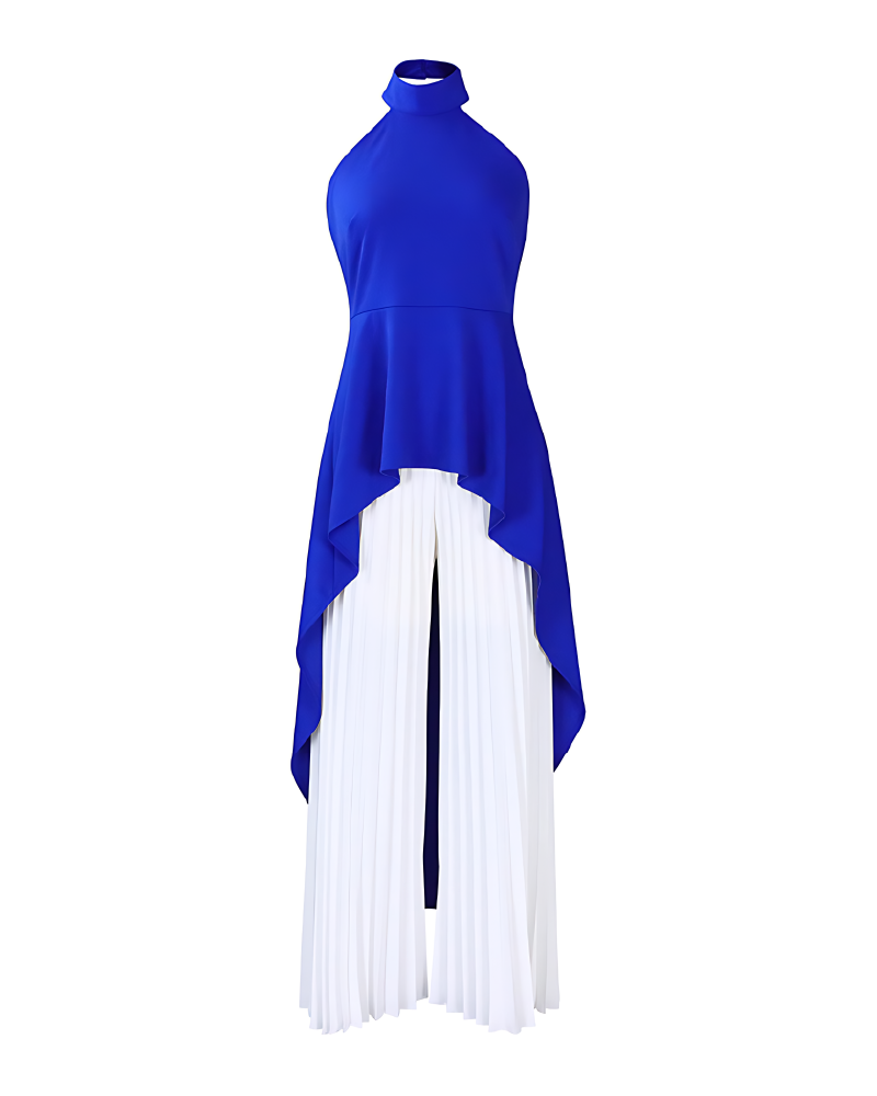 Faith Halter Pant Set High Blue White