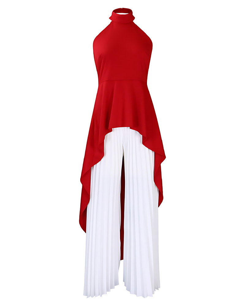 Faith Halter Pant Set High Red White
