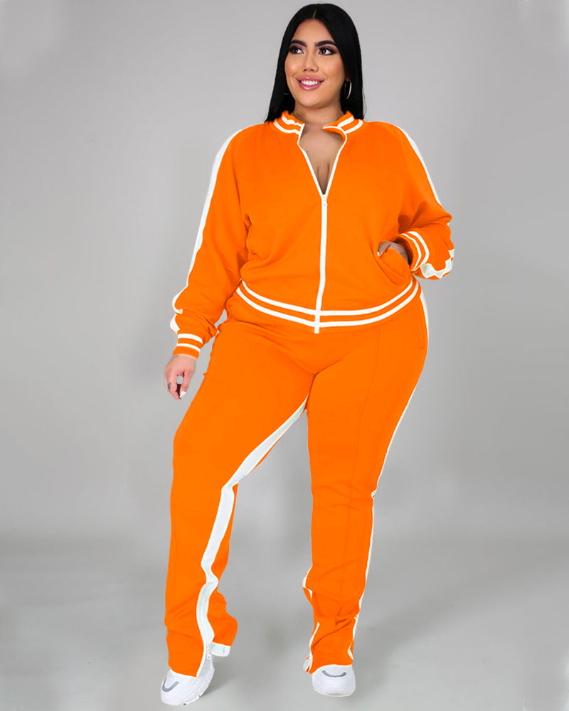 Janay Cold Shoulder Tracksuit ORANGE
